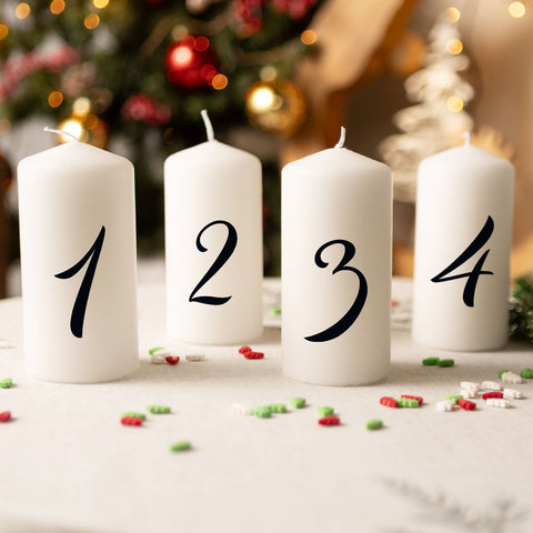 Kleine Kerzen Advent Ziffern - Adventskerzen im 4er Set