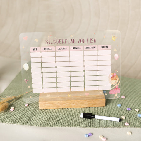 Personalisierter Stundenplan mit Namen in versch. Motiven