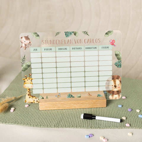 Personalisierter Stundenplan - Tiergruppe mit Namen