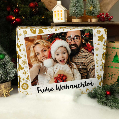 Personalizowany kalendarz adwentowy DIY z retro zdjęciem do samodzielnego wypełnienia