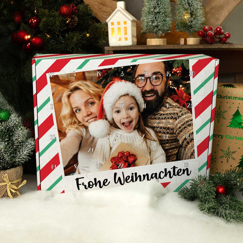 Personalizowany kalendarz adwentowy DIY z retro zdjęciem do samodzielnego wypełnienia
