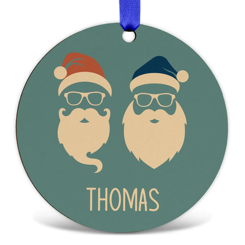 Ozdoby choinkowe z drewna - Cool Santa - Zawieszka świąteczna z imieniem