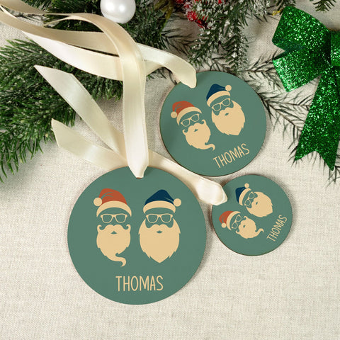 Ozdoby choinkowe z drewna - Cool Santa - Zawieszka świąteczna z imieniem