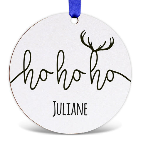 Christbaumschmuck aus Holz - Hohoho - Weihnachtsanhänger mit Namen
