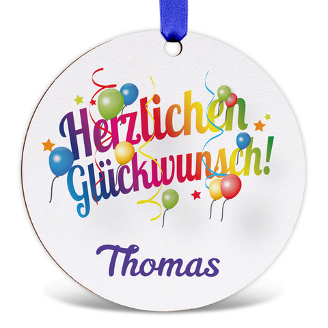 Drewniana zawieszka prezentowa - Gratulacje - Personalizowana imieniem