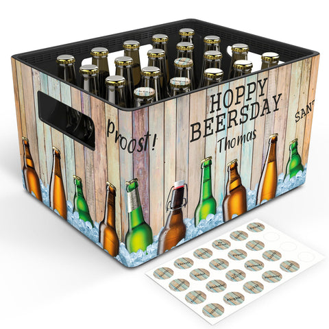 Banderola na skrzynkę piwa DIY z 24 naklejkami na kapsle - Hoppy Beersday