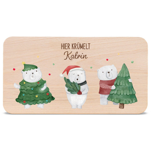 Deska śniadaniowa na Boże Narodzenie - Niedźwiedzie polarne - personalizowana z imieniem