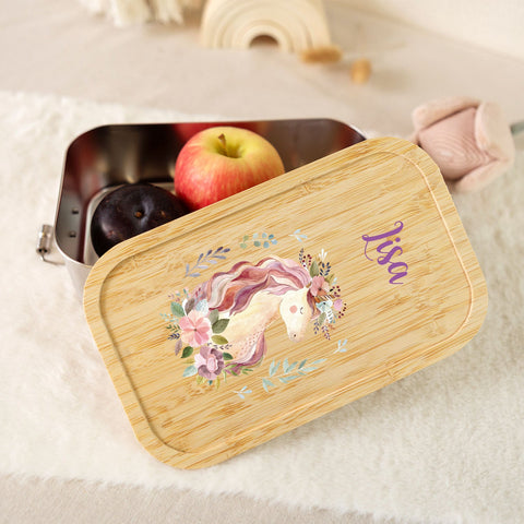 Boîte à goûter avec couvercle pour enfants avec impression UV motif « Licorne V2 »