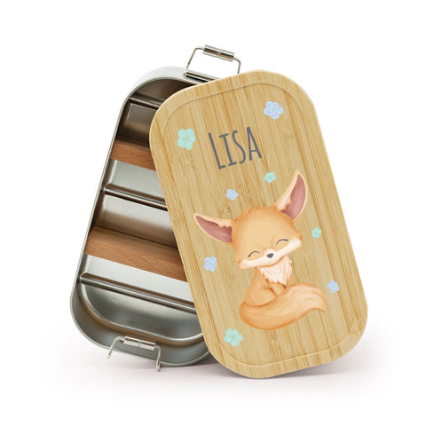 Boîte à tartines avec couvercle pour enfants, impression UV motif "Renard"
