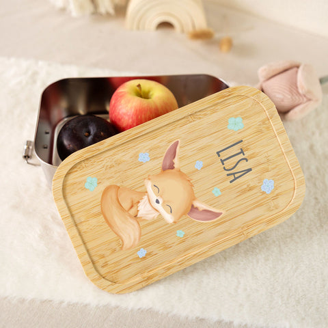 Boîte à tartines avec couvercle pour enfants, impression UV motif "Renard"