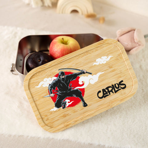 Boîte à goûter avec couvercle pour enfants avec impression UV motif "Ninja"
