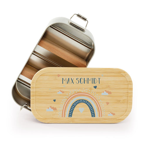 Boîte à tartines avec couvercle pour enfants avec impression UV "Arc-en-ciel"