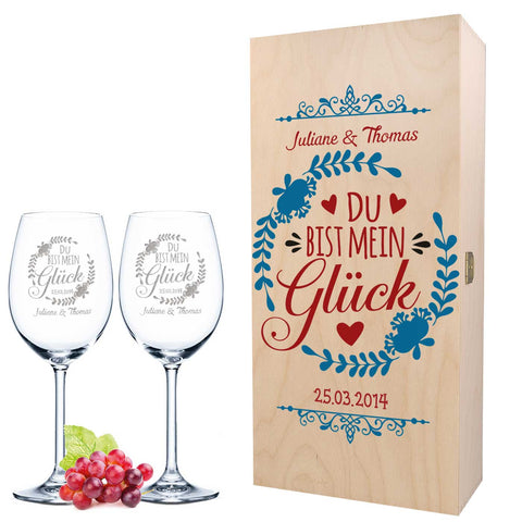 Leonardo Weinglas mit Gravur - "Du bist mein Glück"