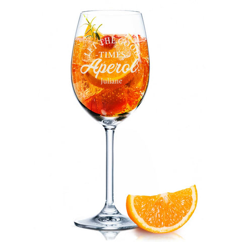Kieliszek do wina Leonardo z grawerem — „Let the good times Aperol” z imieniem
