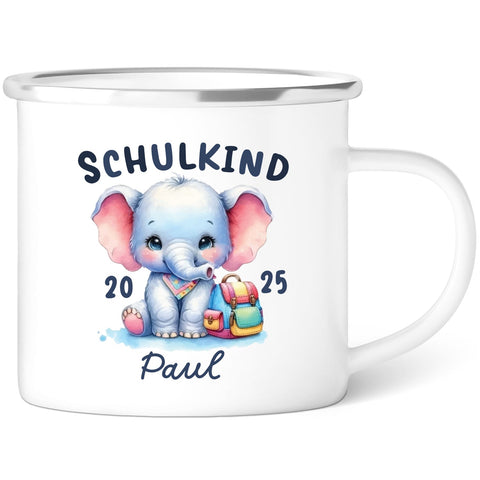 Kubek emaliowany dla dzieci - Uczeń - Spersonalizowany z imieniem i uroczymi motywami