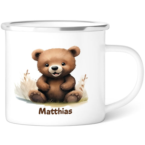 Tasse émaillée pour enfants - Animaux - Personnalisée avec nom