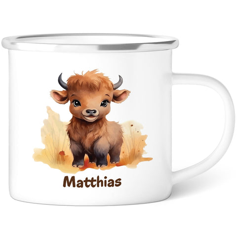 Tasse émaillée pour enfants - Animaux - Personnalisée avec nom