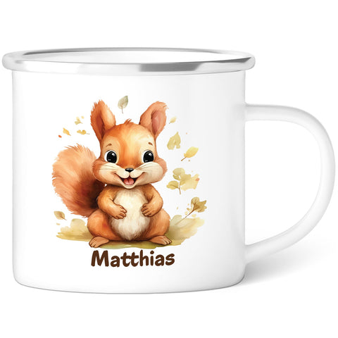 Tasse émaillée pour enfants - Animaux - Personnalisée avec nom
