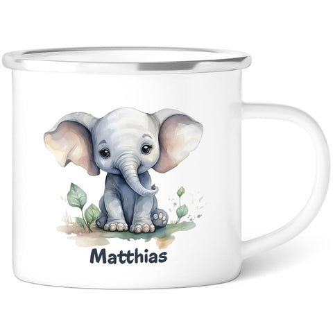 Tasse émaillée pour enfants - Animaux - Personnalisée avec nom