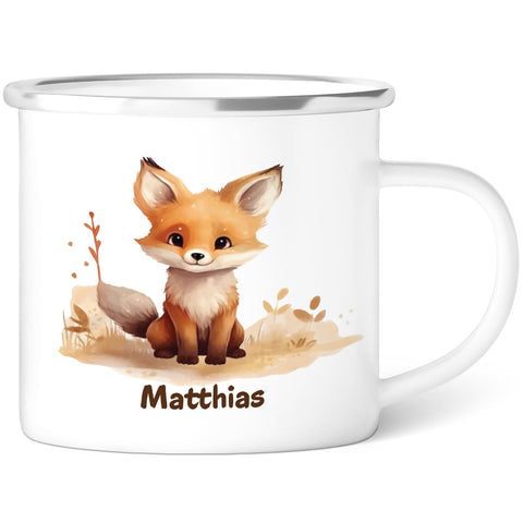 Tasse émaillée pour enfants - Animaux - Personnalisée avec nom