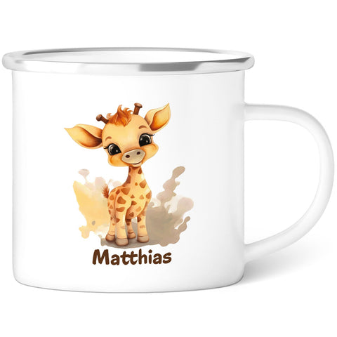Tasse émaillée pour enfants - Animaux - Personnalisée avec nom