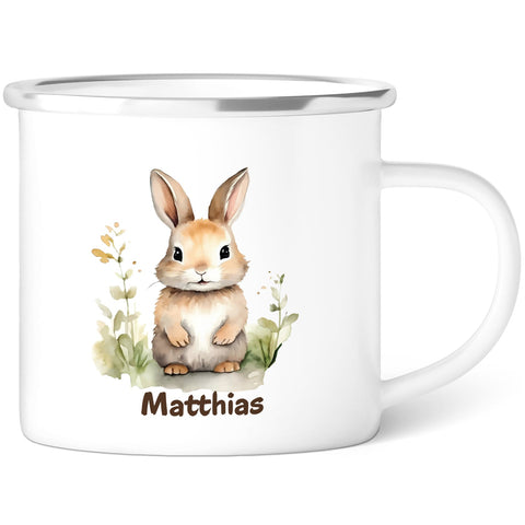 Tasse émaillée pour enfants - Animaux - Personnalisée avec nom