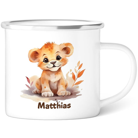 Tasse émaillée pour enfants - Animaux - Personnalisée avec nom