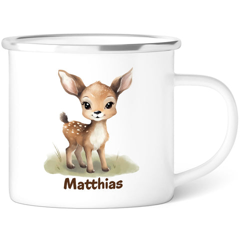 Tasse émaillée pour enfants - Animaux - Personnalisée avec nom