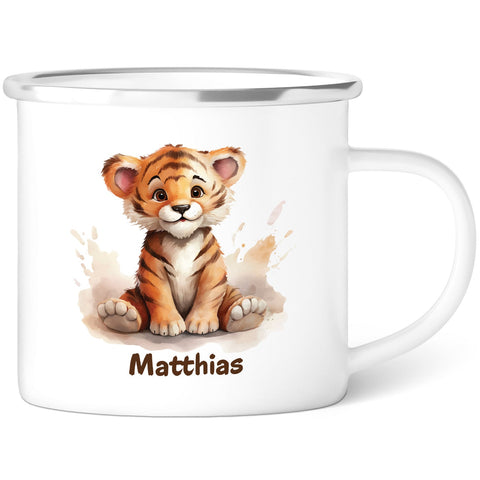 Tasse émaillée pour enfants - Animaux - Personnalisée avec nom