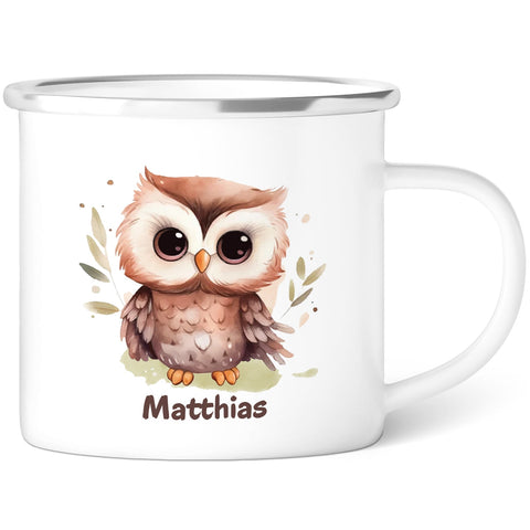 Tasse émaillée pour enfants - Animaux - Personnalisée avec nom