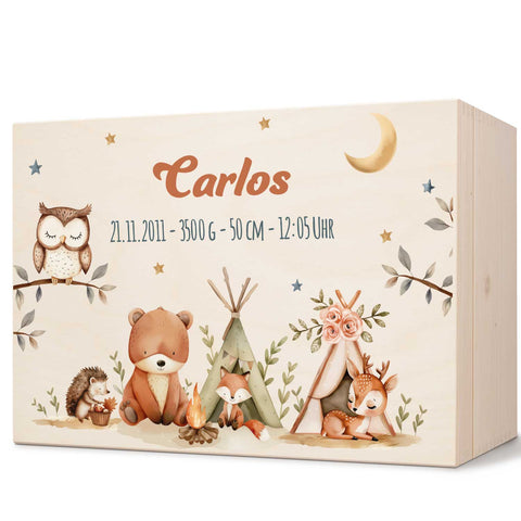 Boîte à souvenirs pour enfants avec impression UV - Animaux qui campent