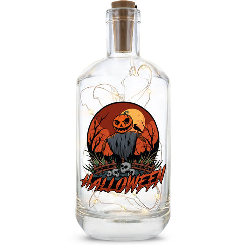 Butelka z lampkami LED w halloweenowym wzorze Stracha na wróble V1 UV