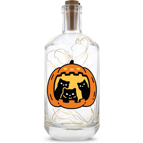 Światło w butelce z girlandą LED w halloweenowym wzorze Dynia Kot UV