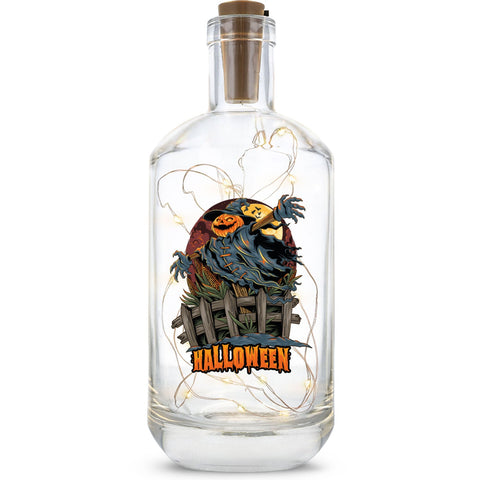 Lampka butelkowa z łańcuchem świetlnym LED, z motywem Halloweenowego Stracha na Wróble V2 UV