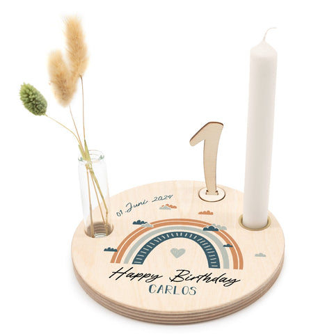 Assiette d'anniversaire imprimée pour enfants - Arc-en-ciel