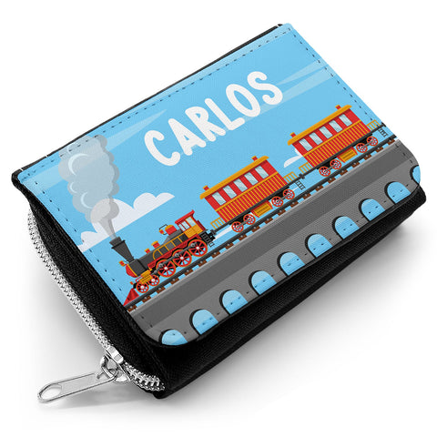 Portefeuille imprimé pour enfants avec motif locomotive à vapeur