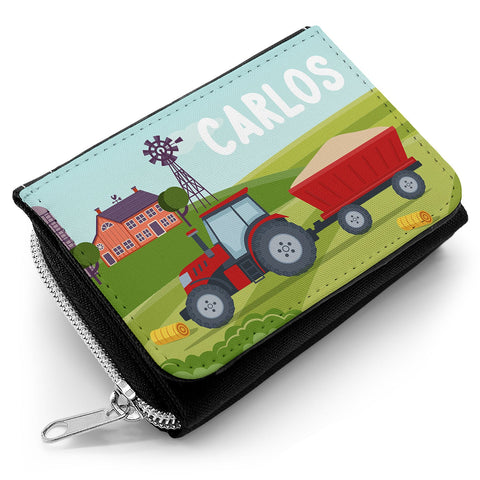 Portefeuille imprimé pour enfants au design tracteur