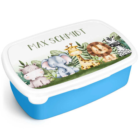 Boîte à déjeuner imprimée pour enfants - Groupe d'animaux Safari
