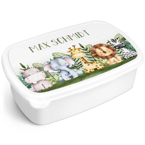 Boîte à déjeuner imprimée pour enfants - Groupe d'animaux Safari