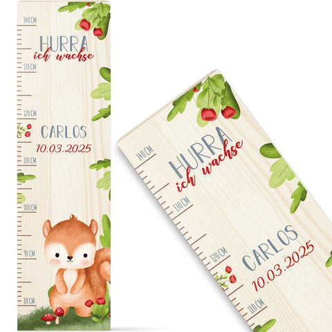Toise murale enfant personnalisable en bois - Animaux de la forêt