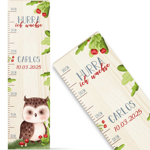 Toise murale enfant personnalisable en bois - Animaux de la forêt