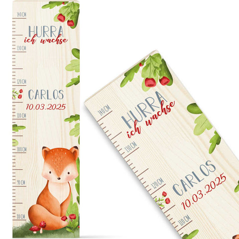 Toise murale enfant personnalisable en bois - Animaux de la forêt