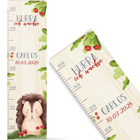 Toise murale enfant personnalisable en bois - Animaux de la forêt