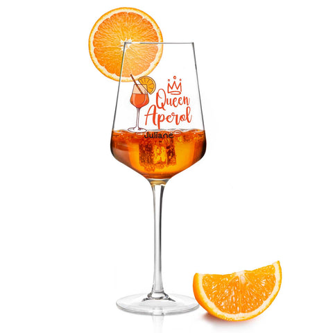 Kieliszek do wina Leonardo z nadrukiem UV - "Queen Aperol" z imieniem