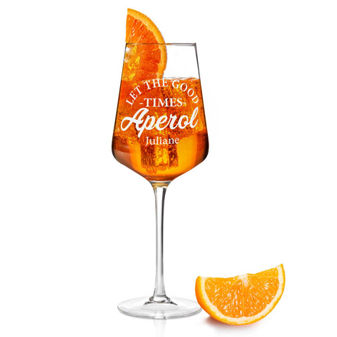Kieliszek do wina Leonardo z grawerem — „Let the good times Aperol” z imieniem