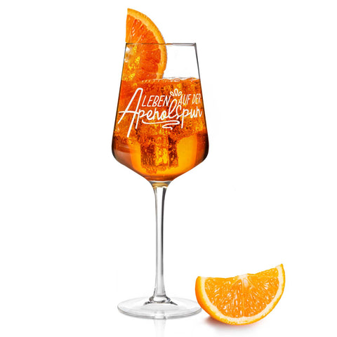 Kieliszek do wina Leonardo z grawerem - „Leben auf der Aperolspur”