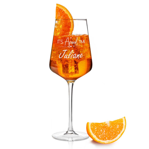 Kieliszek Leonardo z grawerem - "It's Aperol Time" z imieniem na życzenie