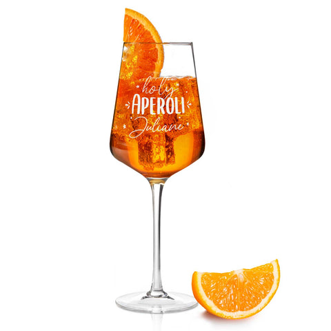 Verre à vin Leonardo gravé "Holy Aperoli" avec nom