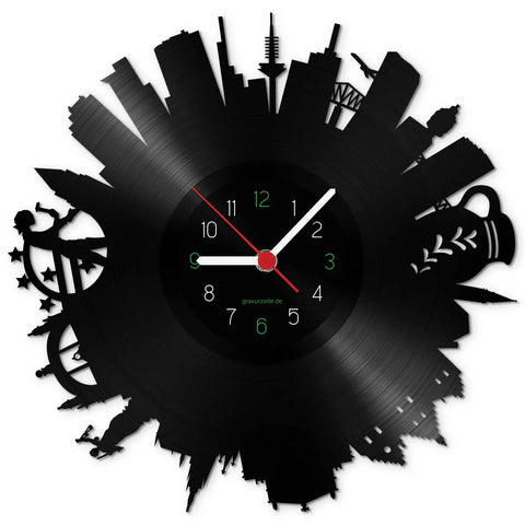 Wanduhr aus Vinyl Skyline Frankfurt 2017 eFinesse