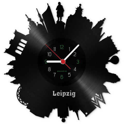 Horloge murale en vinyle Skyline Leipzig 2017